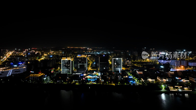 福州东湖数字小镇夜景航拍城市夜晚风光照片