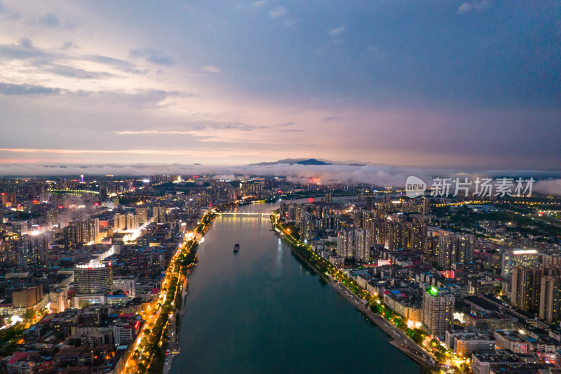 衡阳城市夜景航拍风光