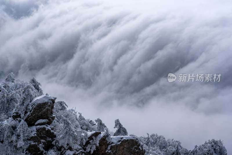 山川大雪云海大气航拍