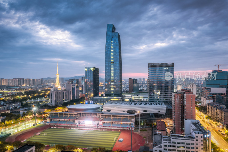 苏州吴中区城市天际线CBD夜景