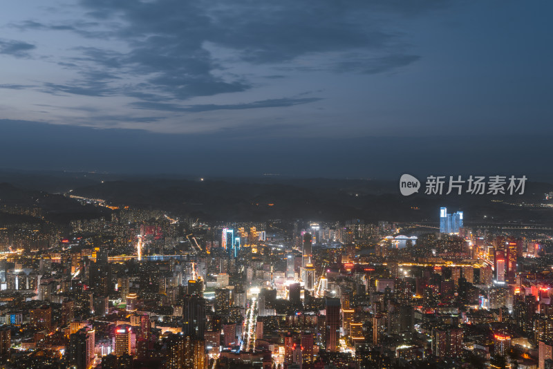 俯瞰兰州城市夜景灯光