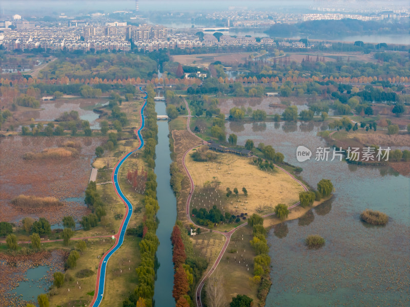 池州城市清晨航拍图