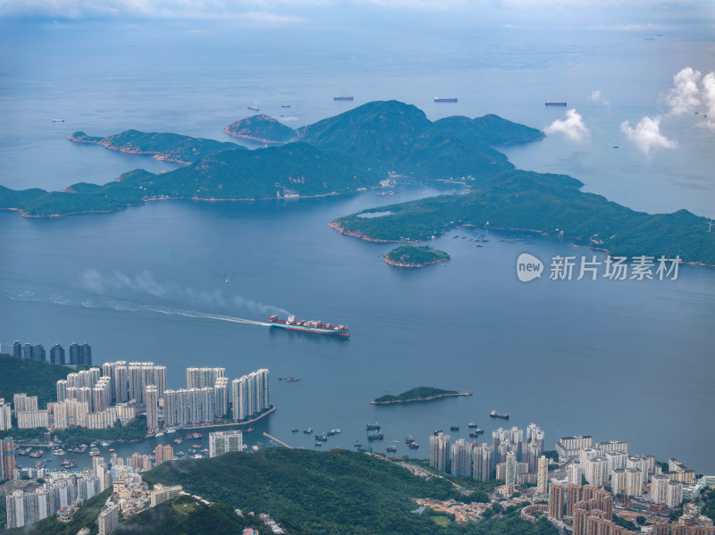 香港维多利亚港CBD中环夜景日出高空航拍