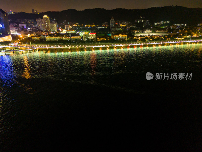 厦门城市夜景灯光航拍图