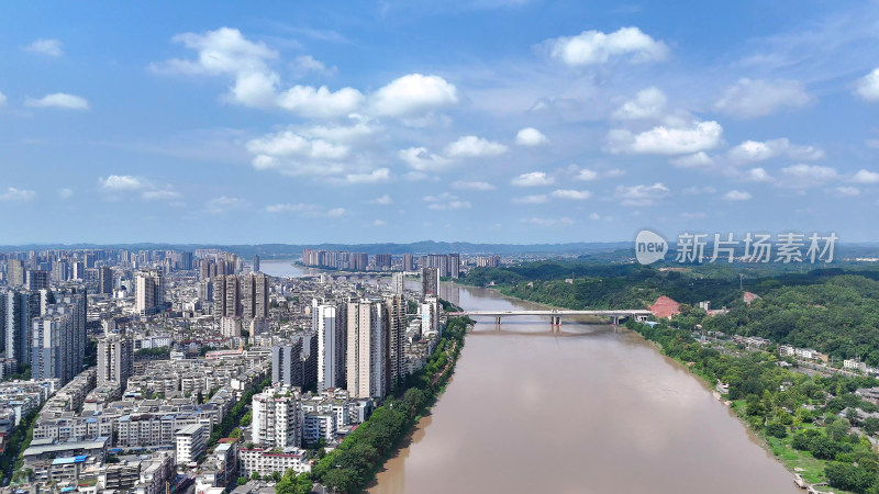 航拍四川乐山城市建设乐山大景