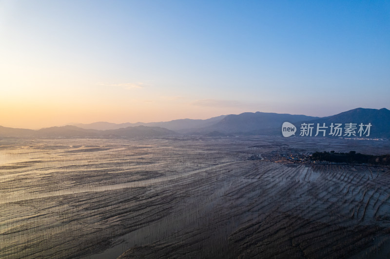 福建霞浦海岛海边滩涂日落晚霞自然风光