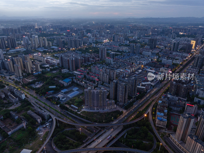 日落蓝调晚霞 航拍湖南衡阳开发区 城市风光