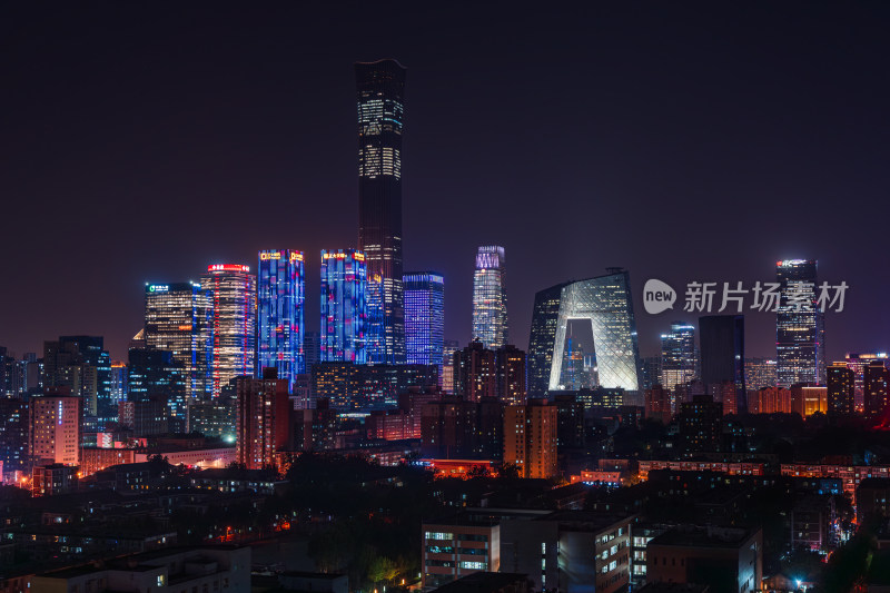 北京城市夜景建筑群