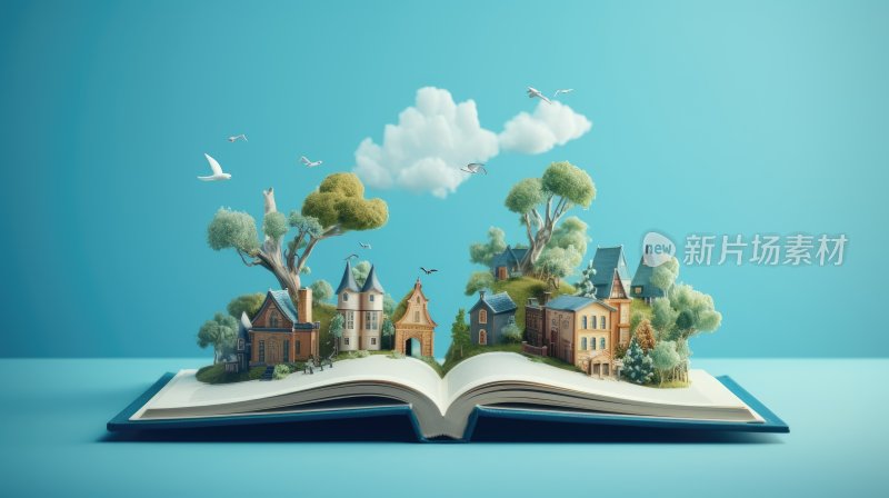 教育概念插图，书本中的世界