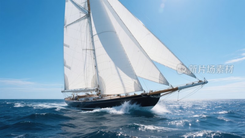 海面上的帆船，扬帆起航逐浪行