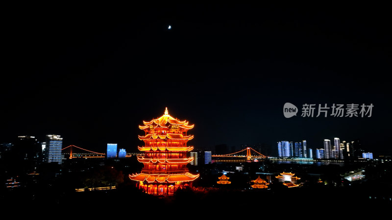 武汉黄鹤楼精选合集航拍黄鹤楼夜景建筑风光