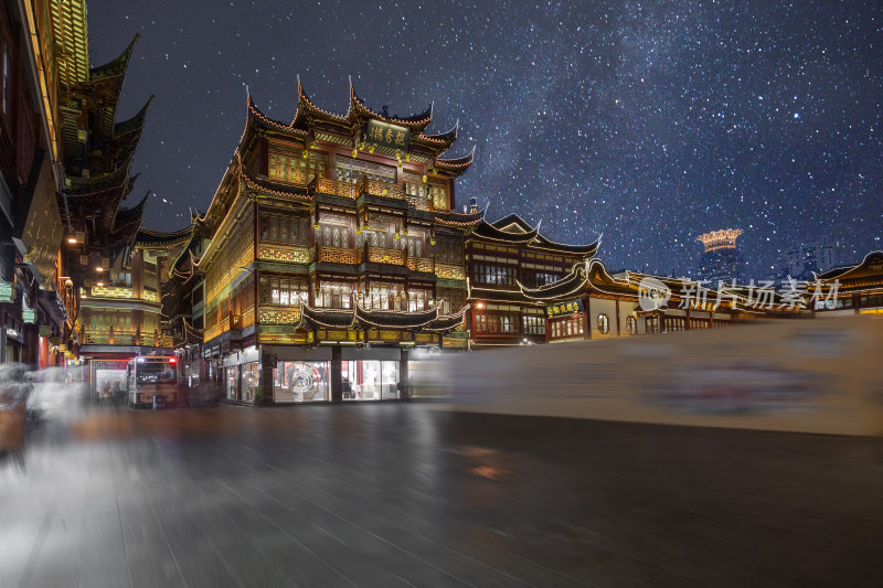 上海豫园城隍庙挹秀楼夜景星空银河