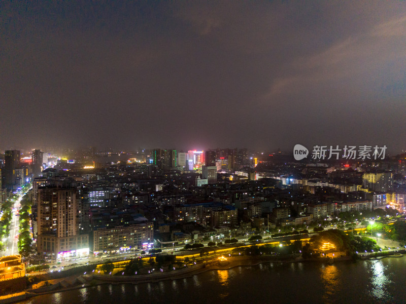 鄂州长江夜景航拍图