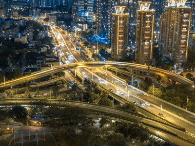 航拍福州闽江两岸夜景