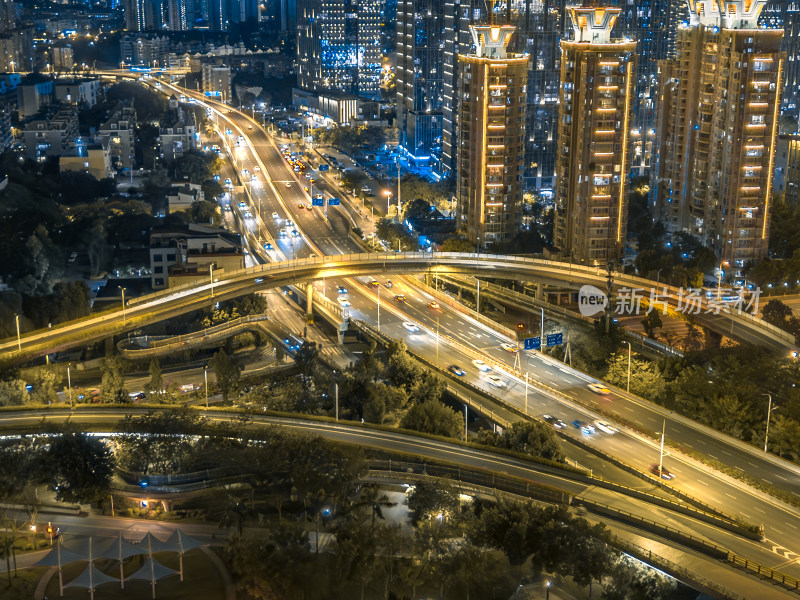 航拍福州闽江两岸夜景