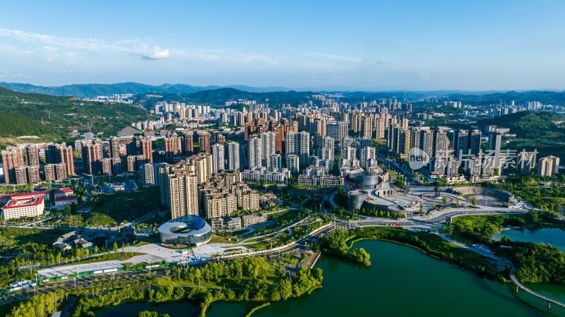 达州莲花湖西外片区城市航拍全景