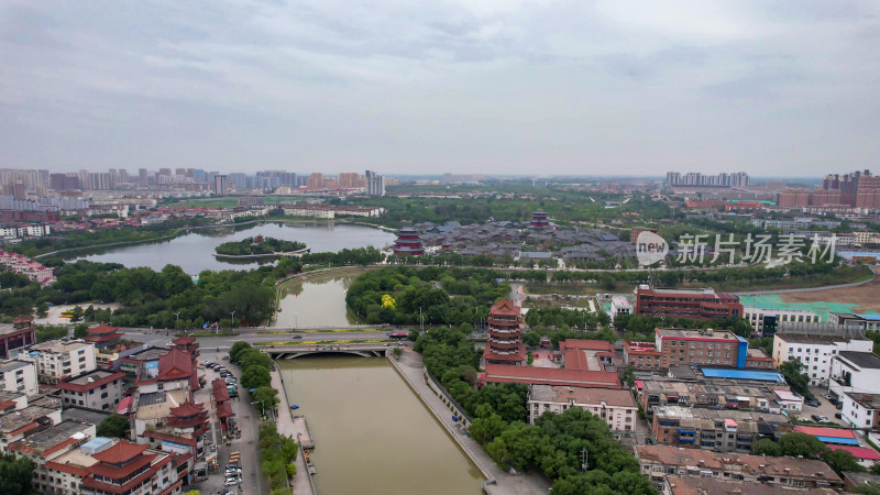 河北沧州城市风光绿化植物航拍图