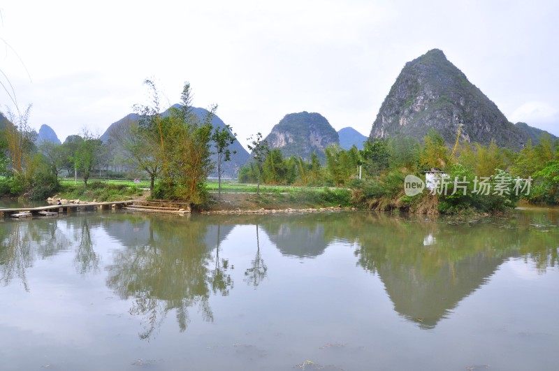 靖西旧州绝美山水倒影风景如画