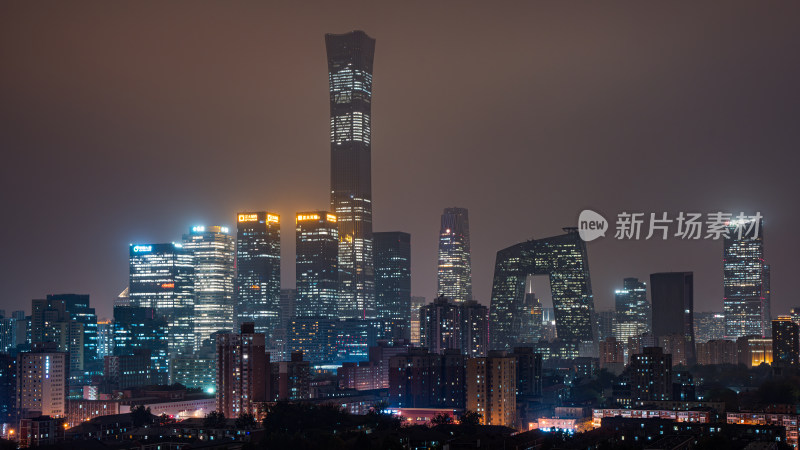 北京城市夜景夜幕下灯火辉煌建筑群