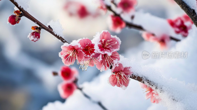 冬至鲜艳梅花特写壁纸背景图