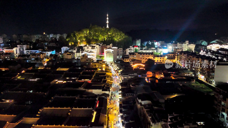 福建泰宁古城夜景灯光航拍