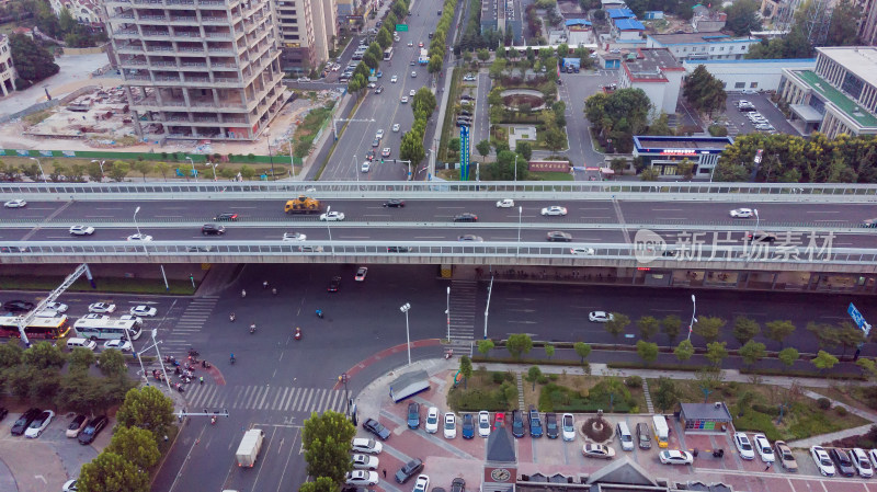 航拍合肥双凤经开区高架高楼城市风光