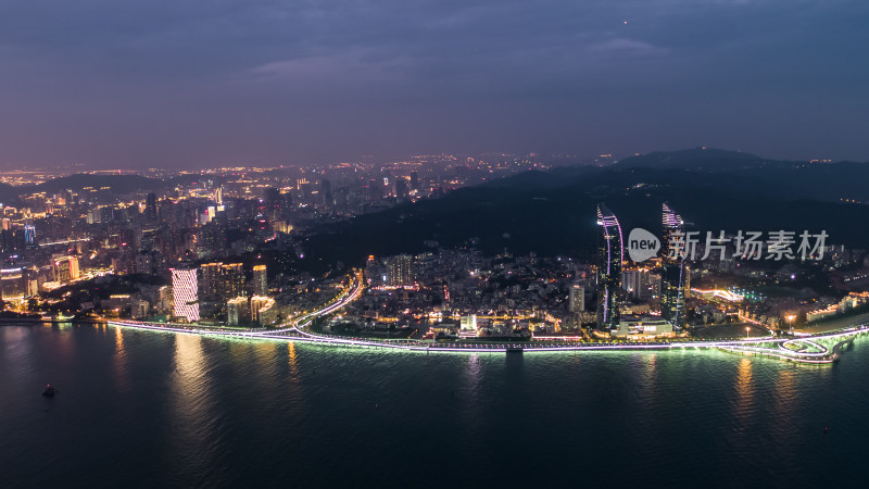 福建厦门城市夜景航拍