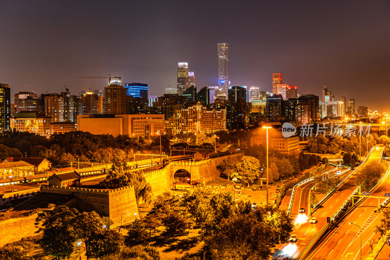 北京城市风光城墙北京CBD夜景