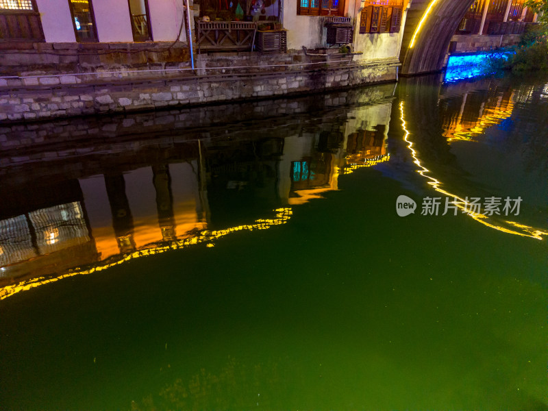 湖州南浔古镇夜景航拍图