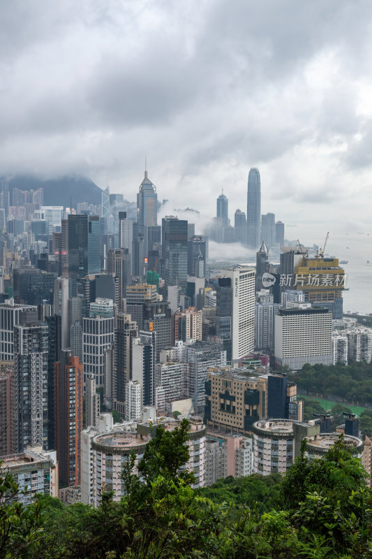 香港维多利亚港CBD中环夜景日出繁华都市