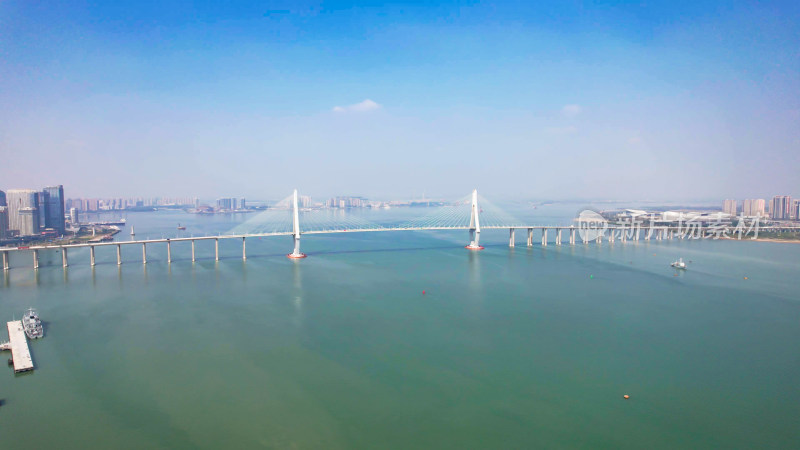 广东湛江湾湛江大桥航拍