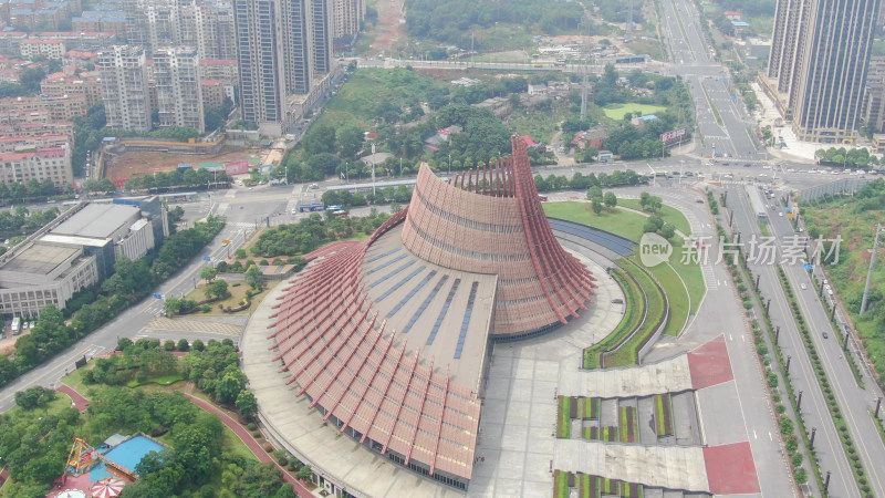 航拍湖南株洲神农大剧院