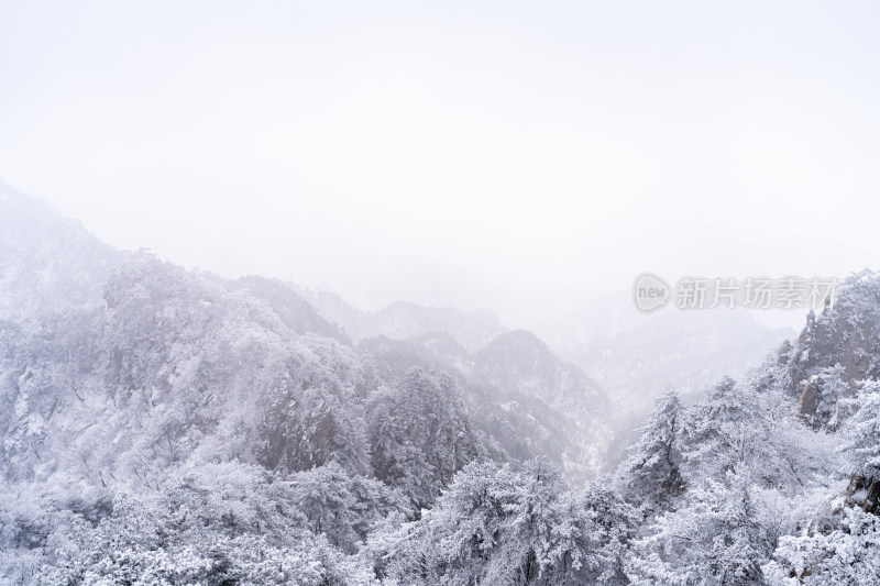 老君山下雪大山森林雾凇景观