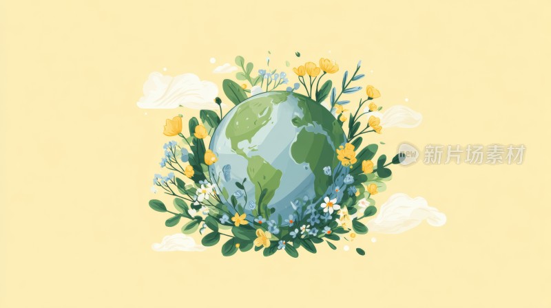 世界环保生态地球插画