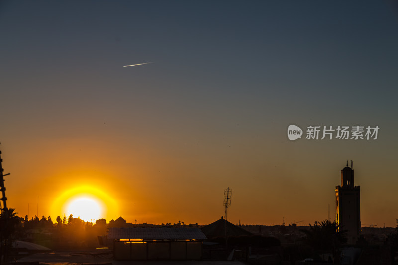 马拉喀什城市夕阳