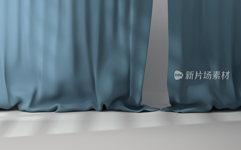 有窗帘背景的空房间 3D渲染