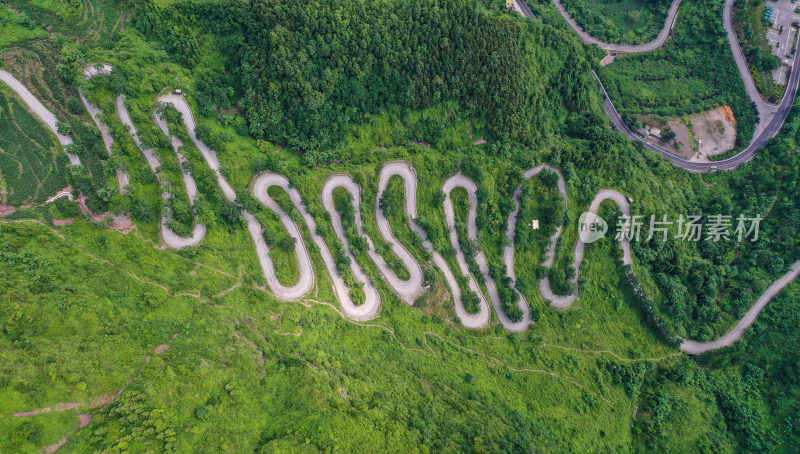 绿色生态贵州晴隆二十四道拐公路航拍