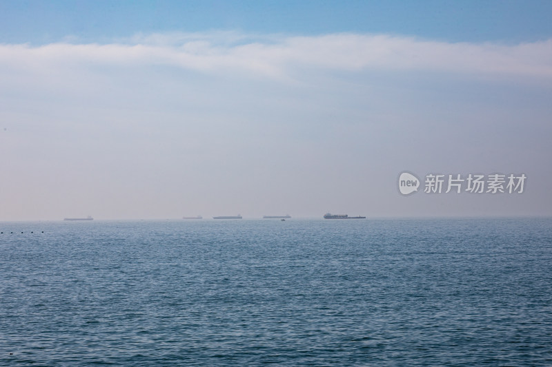 山东青岛第三海水浴场海滨海岸海滩海天景观