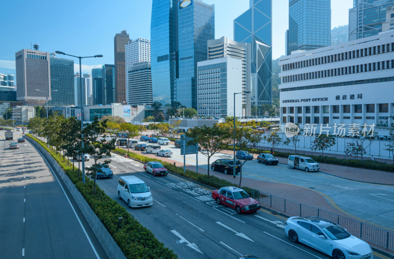 香港中环CBD城市道路与商业繁华景观