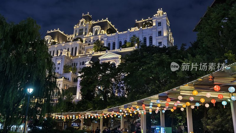 地标建筑花果园白宫建筑夜景