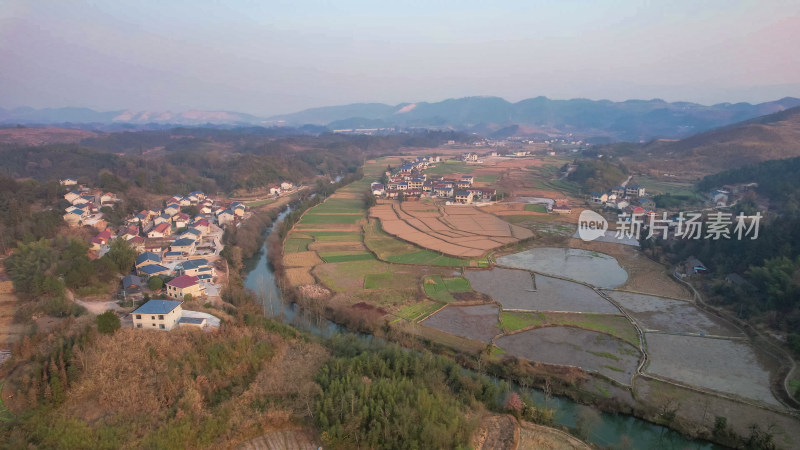 春耕农田农业种植乡村田园 航拍图