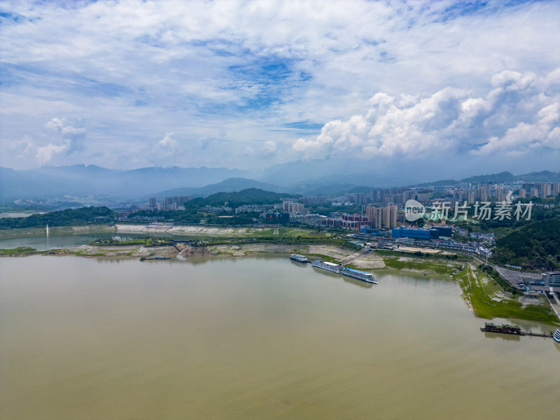 湖北秭归县三峡水库大坝航拍摄影图