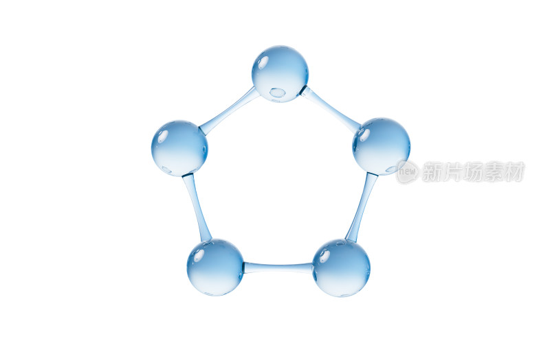 蓝色透明分子3D渲染