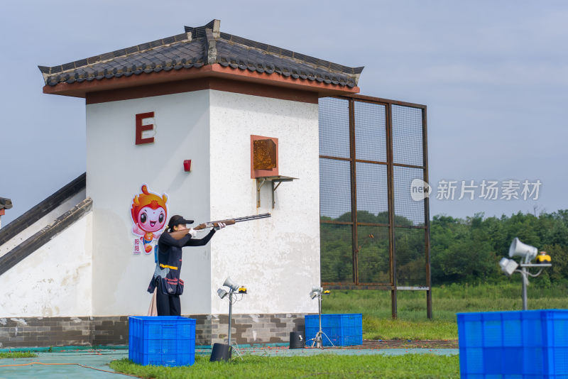 河南省第十四届运动会飞碟射击比赛现场