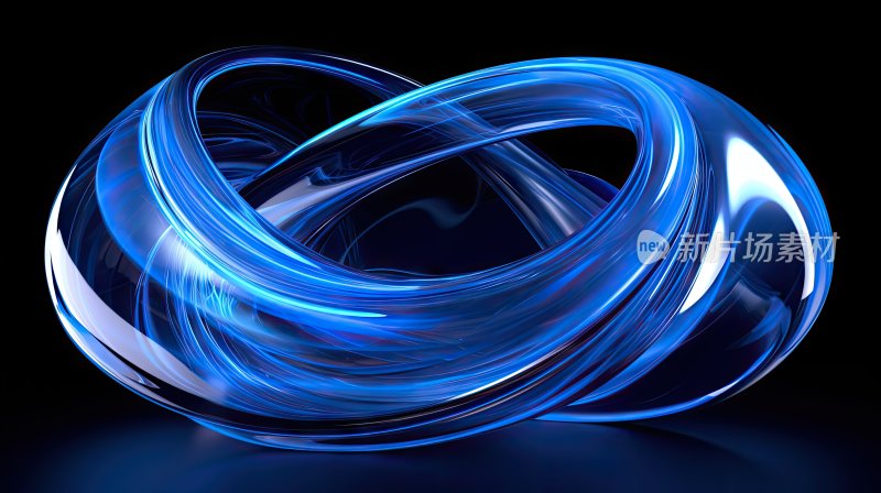 3D抽象蓝色螺旋形概念背景