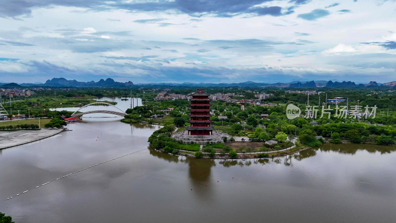 玉林园博园旅游景区航拍图