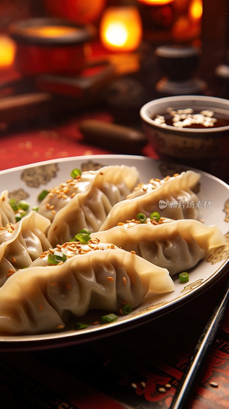 饺子包饺子过年春节美食摄影图