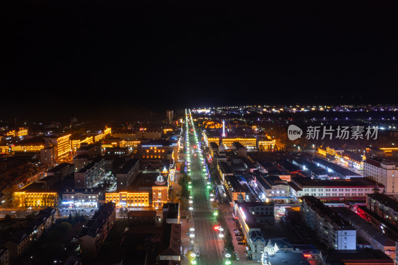 黑龙江省大兴安岭漠河市夜景航拍