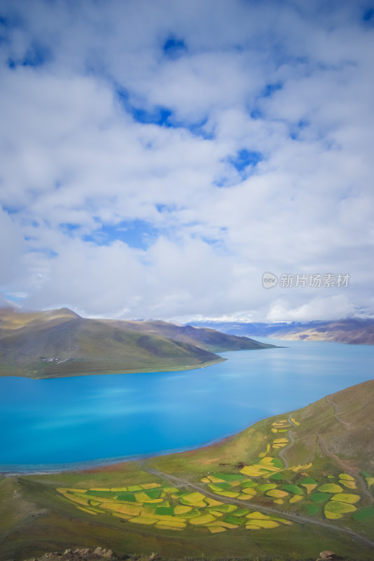 西藏羊湖山水自然风景