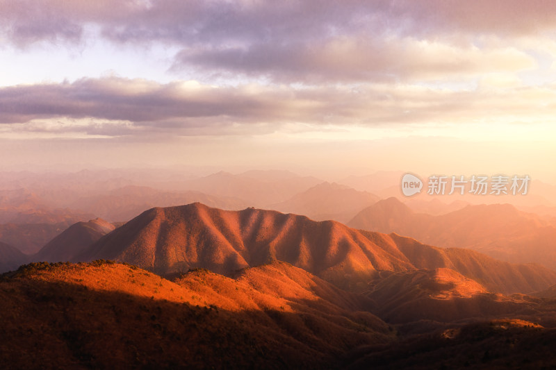 航拍杭州大明山景区山脉唯美日落